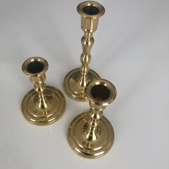 Gold colour candleholder set of 3 - Picture 1 of 2